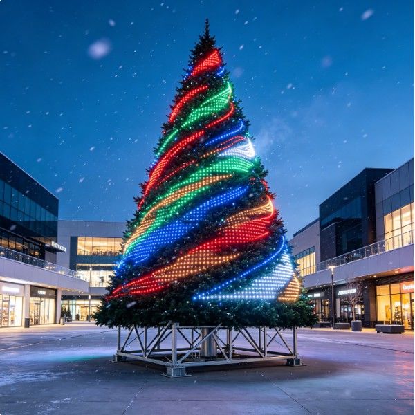 Pokok Krismas Berbilang Warna Dengan Pencahayaan Dinamik